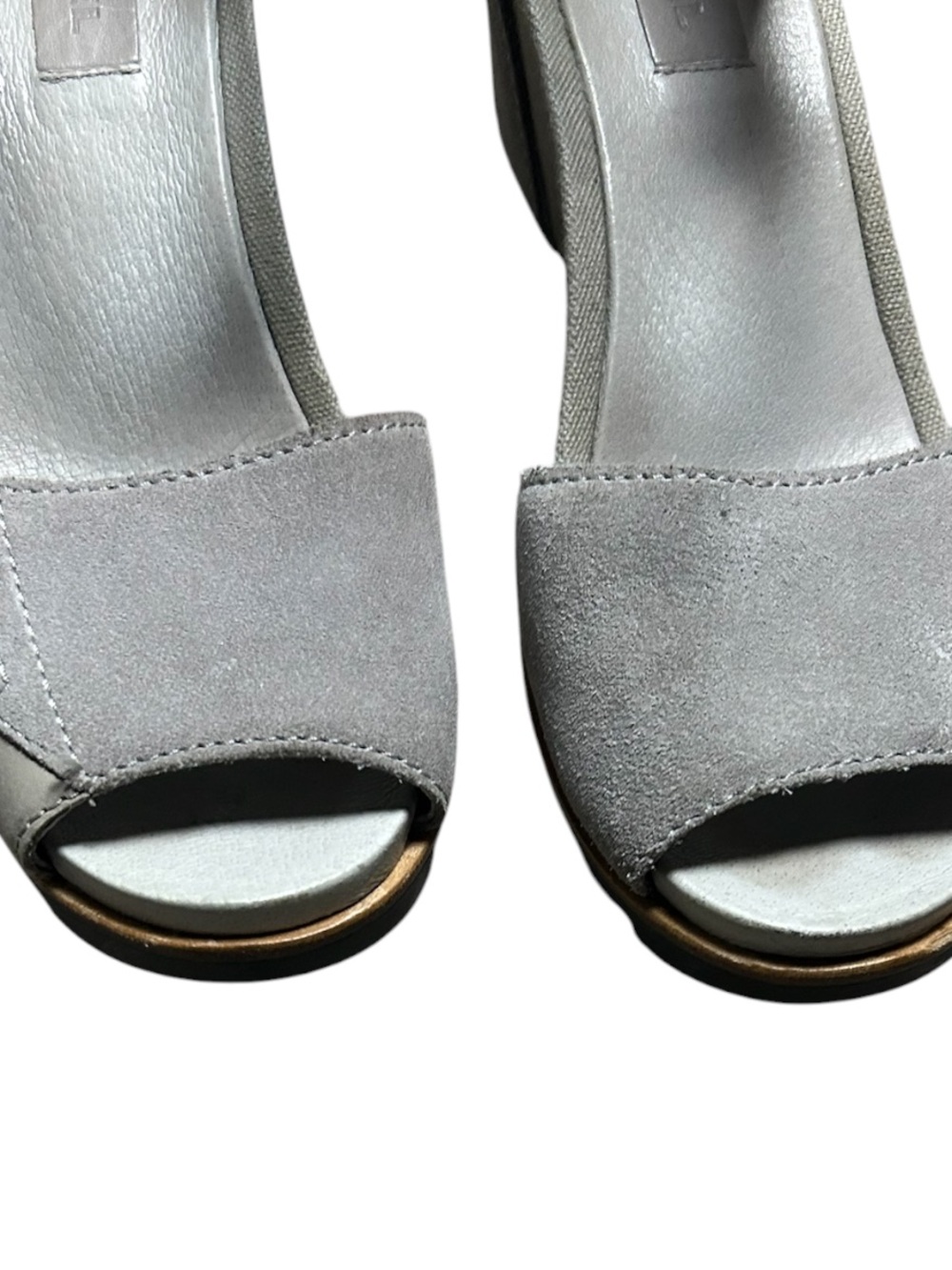 Sorel Joanie II Wedge Sandals Suede Ankle Strap Suede Zip Back Gray Size 7.5 - Picture 4 of 7